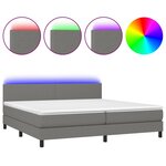 vidaXL Sommier à lattes de lit et matelas et LED Gris foncé 200x200 cm