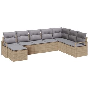 vidaXL Ensemble de canapé de jardin 8 Pièces Beige et Gris clair