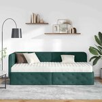 vidaXL Cadre de lit d'angle avec matelas Vert foncé 80 x 200 cm tissu