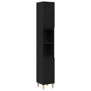 vidaXL Cabinet de salle de bain avec porte Chêne noir 30 x 30 x 190 cm