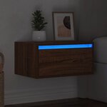vidaXL Table de chevet murale avec lumières LED chêne marron