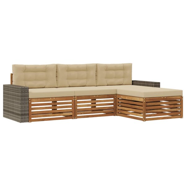 vidaXL Ensemble de canapés d'extérieur 4 pc Naturel et Beige Polyester