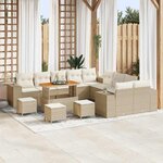 vidaXL Ensemble de canapé de jardin avec coussin 14 Pièces Beige et crème