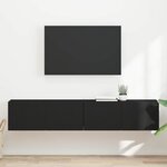 vidaXL Meuble TV mural 2 Pièces Noir 60 x 31 x 29.5 cm Bois d'ingénierie