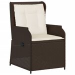 vidaXL Chaises inclinables de jardin lot de 2 et coussins marron rotin