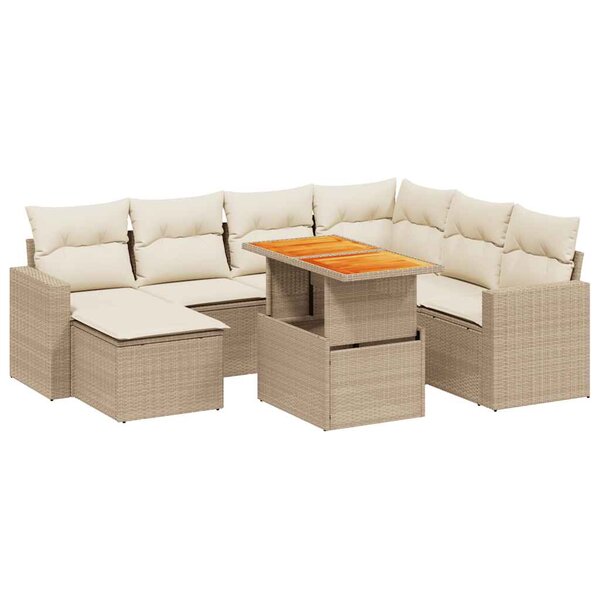 vidaXL Salon de jardin avec coussins 8 Pièces beige résine tressée