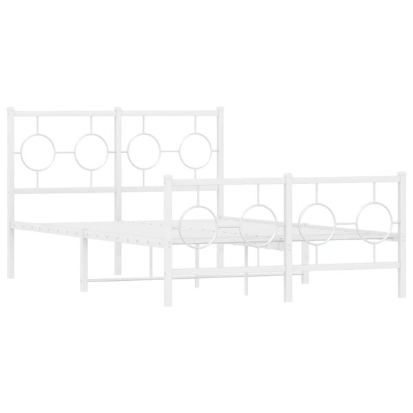 vidaXL Cadre de lit métal avec tête de lit/pied de lit blanc 120x190cm