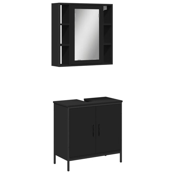 vidaXL Ensemble de meubles salle de bain 2 Pièces noir bois d'ingénierie