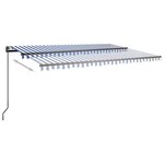 vidaXL Auvent rétractable automatique et poteaux 3x2 5 m Bleu et blanc