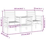 vidaXL Banc de jardin avec table 2 places bois massif de douglas