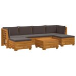 vidaXL Ensemble de canapés d'extérieur avec coussin 7 Pièce Marron