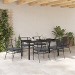 vidaXL Ensemble de salle à manger de jardin 7 pièces avec coussins en poly rotin noir
