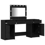 Set de coiffeuse 3 pièces avec LED en bois d'ingénierie noir