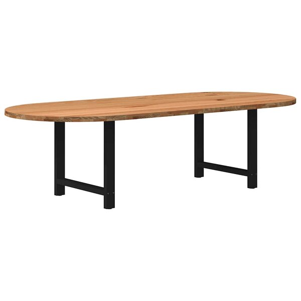 vidaXL Table à manger marron clair bois de chêne massif ovale