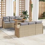 vidaXL Ensemble de canapé de jardin 7 Pièces Beige Poly rotin