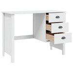 vidaXL Bureau avec tiroirs HILL Blanc 100 x 45 x 74 cm Pin massif