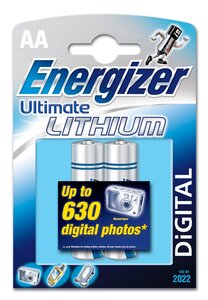 Blister de 2 Piles Ultimate Lithium L91 AA Mignon LR6 1 5V ENERGIZER