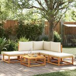 vidaXL Salon de jardin avec coussins 6 Pièces bois d'acacia solide