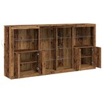 Buffet vidaXL avec lumières LED Bois vieux 202x37x100 cm Bois reconstitué