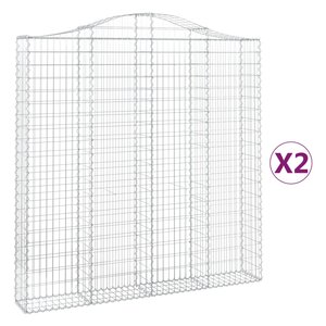 vidaXL Paniers à gabions arqués 2 Pièces 200x30x200/220 cm fer galvanisé