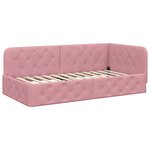 vidaXL Cadre de lit d'angle avec tête de lit Rose 100 x 200 cm Velours