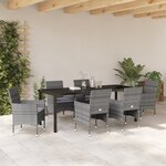 vidaXL Set de jardin 7 pièces Gris Rotin Poly