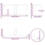 vidaXL Pieds de table basse en T  2 pièces  noir  70 x 25 x (30-31) cm  acier