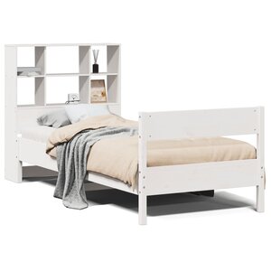 vidaXL Lit bibliothèque sans matelas blanc 90x190cm bois de pin massif