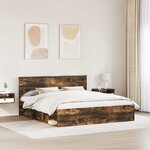 vidaXL Cadre de lit Chêne fumé 180 x 200 cm Bois d'ingénierie