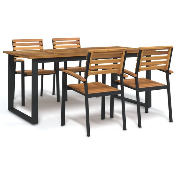 vidaXL Ensemble à manger de jardin 5 Pièces bois d'acacia massif et métal