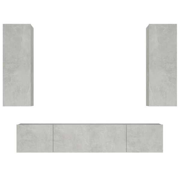 vidaXL Ensemble de meubles TV 4 Pièces Gris béton Bois d'ingénierie