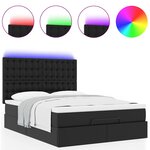VidaXL Cadre de lit ottoman avec matelas noir 140x190 cm similicuir
