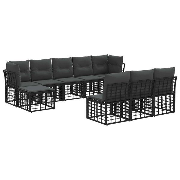 vidaXL Ensemble de canapés d'extérieur Noir et Gris foncé Polyester