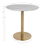 Table de salle à manger plateau aspect marbre et pied laiton Ø 90 x 75 cm
