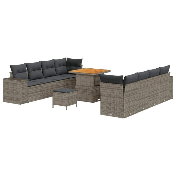 vidaXL Ensemble de canapé de jardin 11 Pièces Gris polyrotin