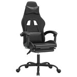 vidaXL Chaise de jeu pivotante avec repose-pied Noir Similicuir