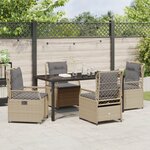 vidaXL Ensemble de salle à manger de jardin 5 pièces en beige poly rattan
