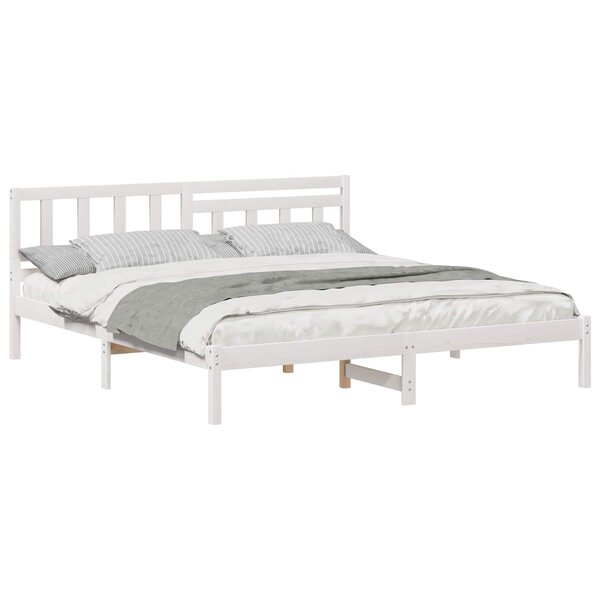vidaXL Cadre de lit avec tête de lit Blanc 180 x 200 cm Pin massif
