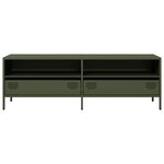 vidaXL Meuble TV vert olive 135x39x43 5 cm acier laminé à froid