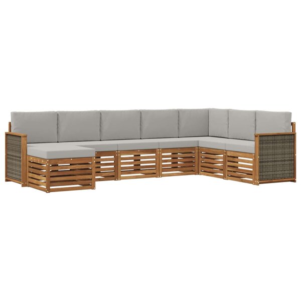 vidaXL Ensemble de canapés d'extérieur 6 Pièces Naturel et gris clair