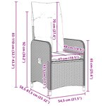 vidaXL Set de Salle à Manger de Jardin 3 Pièces avec Coussins Noirs en Poly Rattan
