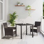 vidaXL Ensemble de salle à manger pour jardin 3 Pièces Marron Poly rotin
