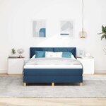vidaXL Lit à Ressorts avec matelas Bleu 160 x 200 cm tissu
