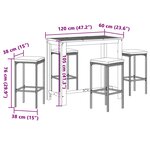 vidaXL Ensemble de bar de jardin 5 Pièces marron bois massif acacia rotin