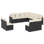 vidaXL Salon de jardin 11 Pièces avec coussins noir résine tressée