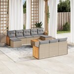 vidaXL Salon de jardin 11 Pièces avec coussins beige résine tressée