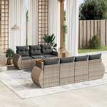 vidaXL Salon de jardin 8 Pièces avec coussins gris résine tressée