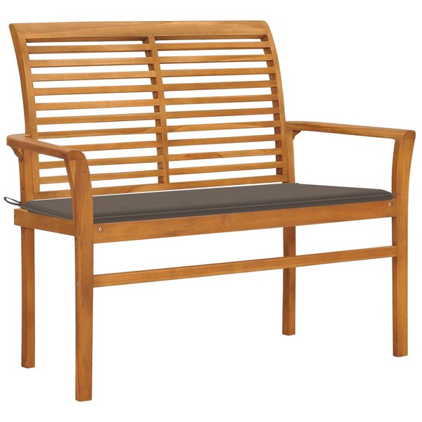 vidaXL Banc de jardin avec coussin taupe 112 cm Bois de teck massif