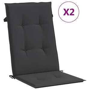 vidaXL Coussins de chaise de jardin à dossier haut lot de 2 noir tissu
