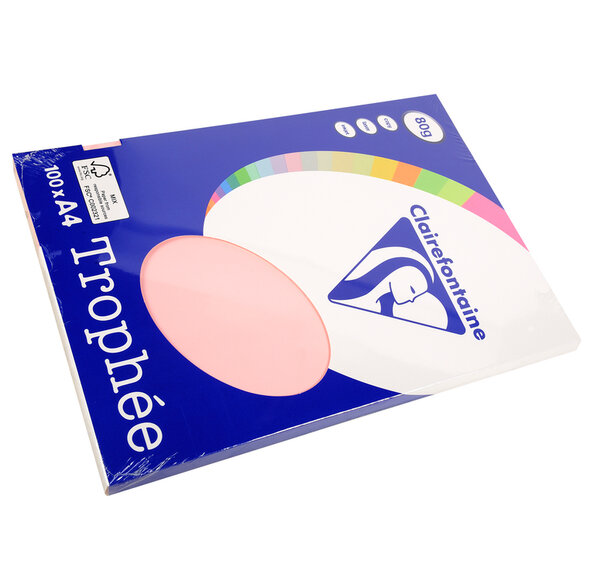 Ramette 100 Feuilles Papier 80g A4 210x297 mm rose TROPHÉE